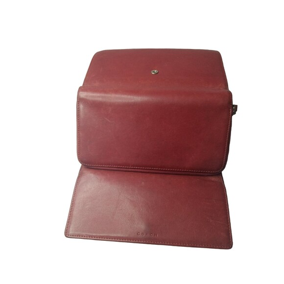 Vintage Coach Distressed Leather Wallet Maroon Red Boho Clutch Purse - Picture 2 of 9